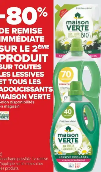 Carrefour Maison verte bon plan sur toutes les lessives et tous les adoucissants maison verte offre