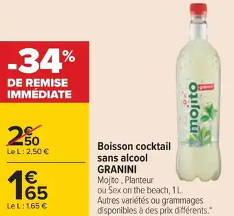 Carrefour Granini boisson cocktail sans alcool offre