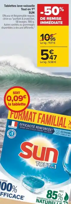 Carrefour Sun tablettes lave-vaisselle tout en 1 offre