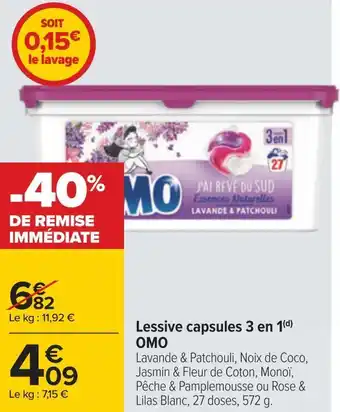 Carrefour Omo lessive capsules 3 en 1 offre