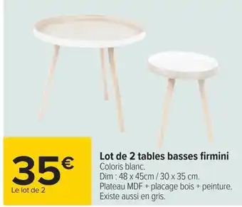 Carrefour Lot de 2 tables basses firmini offre