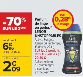 Carrefour Lenor unstoppables parfum de linge en perles offre