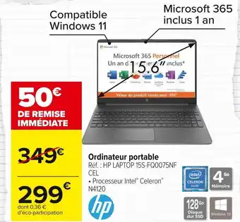 Carrefour Market Hp ordinateur portable offre