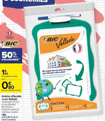 Carrefour Market Bic ardoise effaçable à sec velleda offre