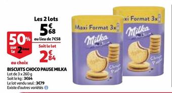 Auchan Supermarché Biscuits choco pause milka offre