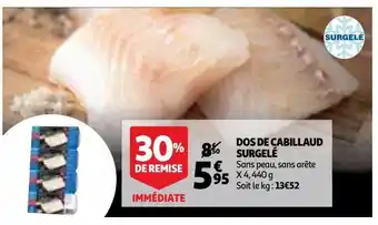 Auchan Supermarché Dos de cabillaud surgelé offre