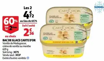 Auchan Supermarché Bac de glace carte d'or offre