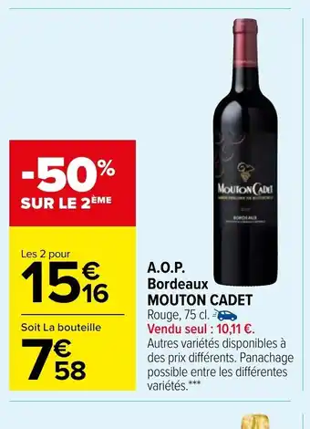 Carrefour Market Mouton Cadet A.O.P Bordeaux offre