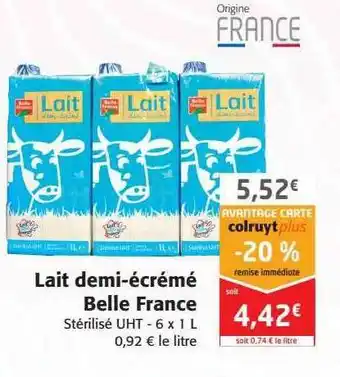 Colruyt Lait demi-écrémé belle france offre