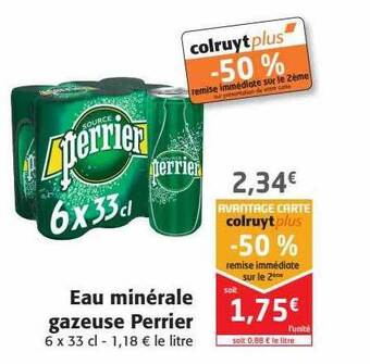 Colruyt Eau minérale gazeuse perrier offre