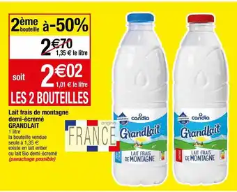 Lait frais de montagne demi-écrémé grandlait