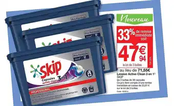 Promocash Lessive active clean 3 en 1 skip offre