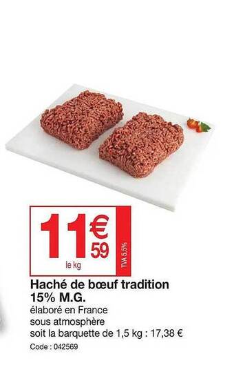 Promocash Haché de boeuf tradition 15% m.g. offre