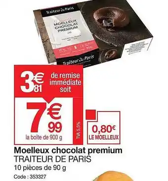 Promocash Moelleux chocolat premium traiteur de paris offre