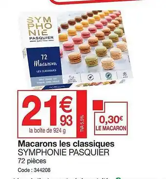 Promocash Macarons les classiques symphonie pasquier offre