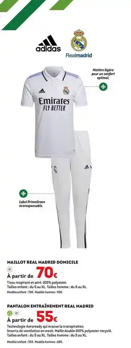 Sport 2000 Maillot real madrid domicile, pantalon entraînement real madrid offre