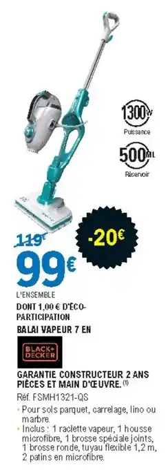 E.Leclerc Balai Vapeur 7 En Réf FSMH-QS offre