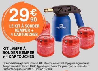 Chretien Matériaux Kit lampe à souder kemper + 4 cartouches offre