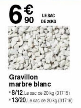 Chretien Matériaux Gravillon marbre blanc offre