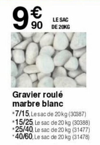 Gravier roulé marbre blanc