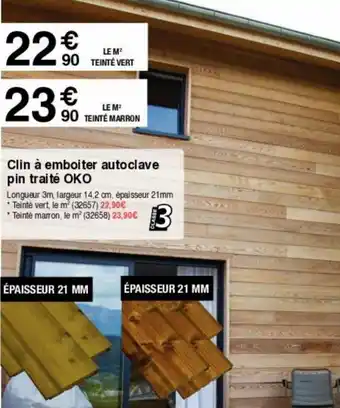 Chretien Matériaux Clin à emboiter autoclave pin traité OKO offre