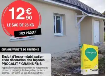 PROCALIT F GRAINS FINS enduit d'imperméabilisation et de décoration des façades