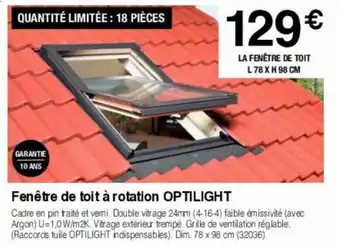 Fenêtre de toit à rotation OPTILIGHT