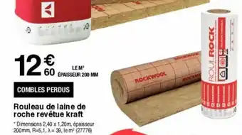 Chretien Matériaux Rouleau de laine de roche revêtue kraft offre