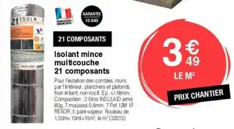 Isolant mince multicouche 21 composants