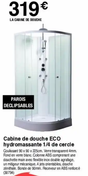 Cabine de douche ECO hydromassante 1/4 de cercie