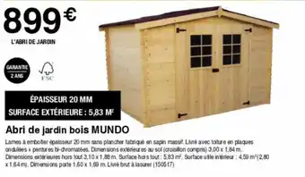 Abri de jardin bois MUNDO