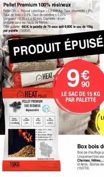 Chretien Matériaux Pellet premium 100% résineux offre