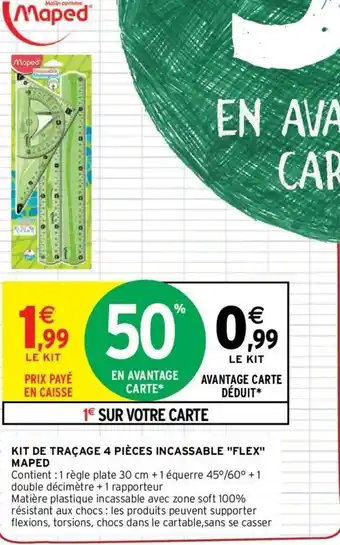 Intermarché MAPED kit de traçage 4 pièces incassable "flex" offre