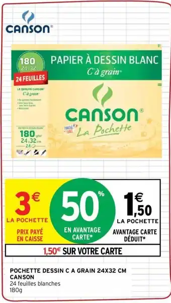 CANSON pochette dessin c a grain 24x32 cm