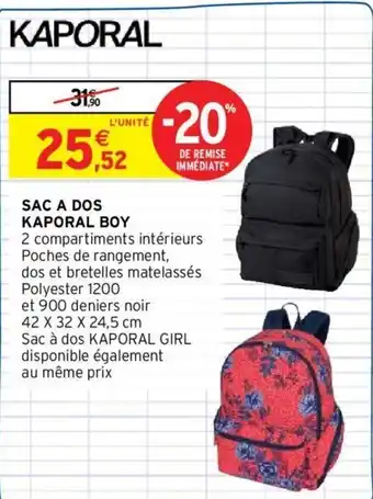 Intermarché Sac a dos kaporal boy offre