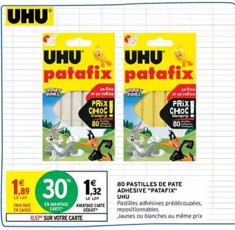 Intermarché UHU 80 pastilles de pate adhesive "patafix" offre