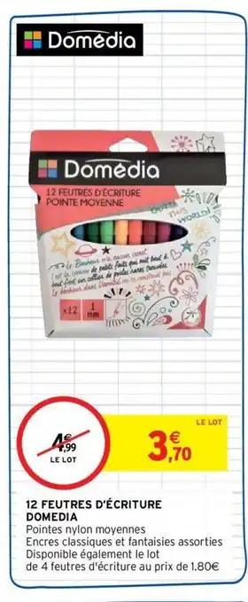 Intermarché DOMEDIA 12 feutres d'écritrue offre
