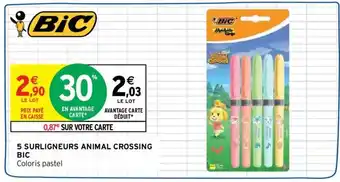 Intermarché BIC 5 surligneurs animal crossing offre
