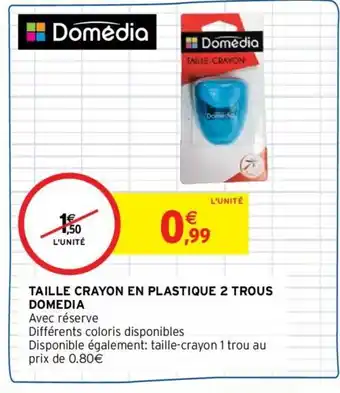 DOMEDIA taille crayon en plastique 2 trous