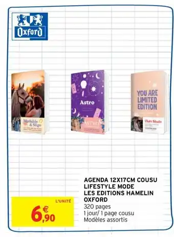Intermarché OXFORD agenda 12x17cm cousu lifestyle mode les editions hamelin offre