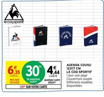 Intermarché LE COQ SPORTIF agenda cousu 12x17 cm offre