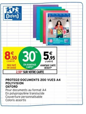 Intermarché OXFORD protege-documents 200 vues A4 polyvision offre
