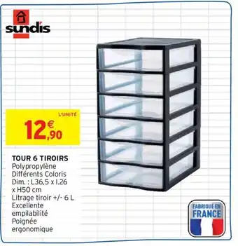 Intermarché SUNDIS tour 6 tiroirs offre