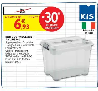 Intermarché Boite de rangemen a clips 18L offre