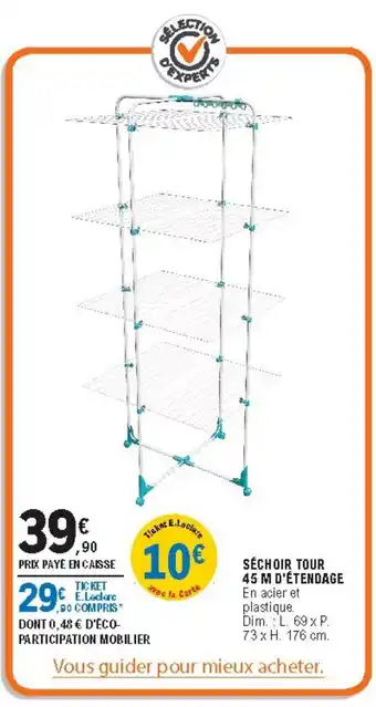 E.Leclerc Sechoir Tour 45 M D'Etendage offre