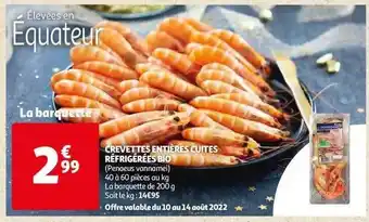 Auchan Crevettes entières cuites réfrigérées bio offre