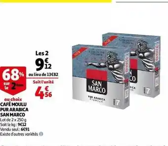 Auchan Café moulu pur arabica san marco offre
