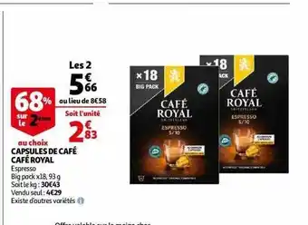 Auchan Capsules de café café royal offre