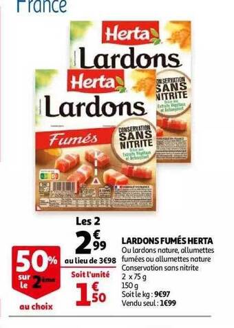 Auchan Lardons fumés herta offre