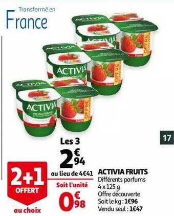 Auchan Activia fruits offre